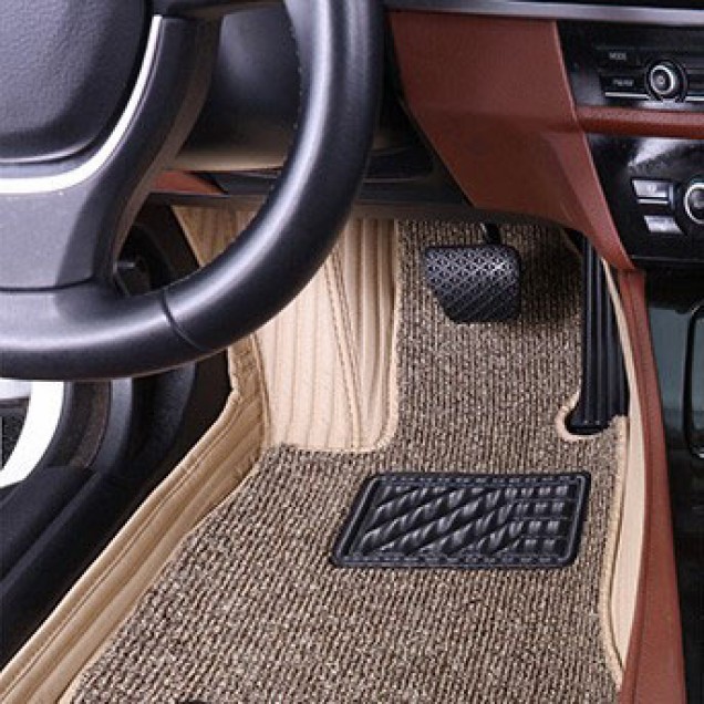 Beige and Grey Double Layer Premium Stripe Car Floor Mats Beige and Grey Double Layer Premium Stripe Car Floor Mats