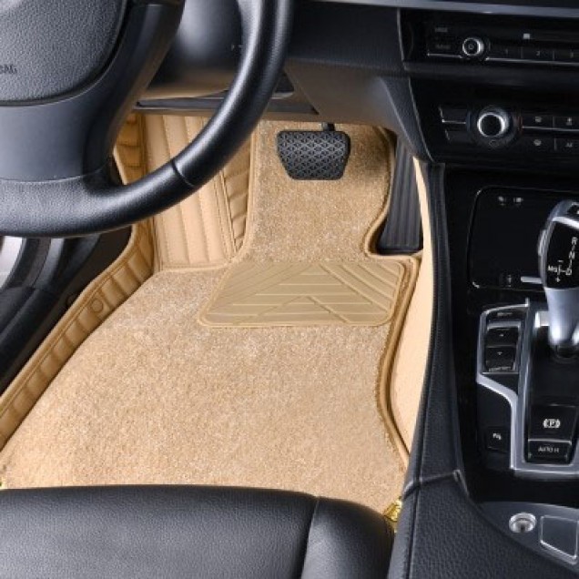 Beige Double Layer Premium Stripe Car Floor Mats