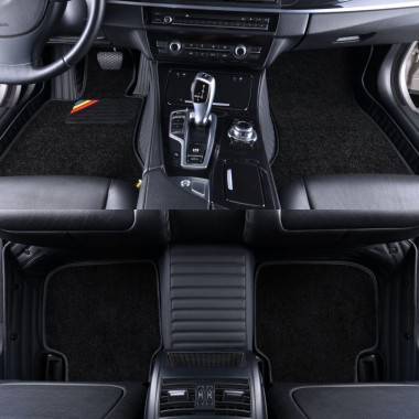 Black Double Layer Premium Stripe Car Floor Mats