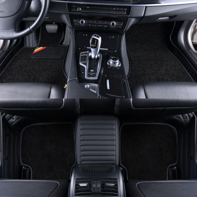 Black Double Layer Premium Stripe Car Floor Mats Black Double Layer Premium Stripe Car Floor Mats