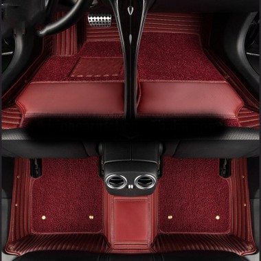Maroon Double Layer Premium Stripe Car Floor Mats