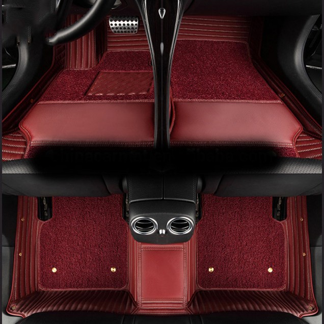 Maroon Double Layer Premium Stripe Car Floor Mats Maroon Double Layer Premium Stripe Car Floor Mats