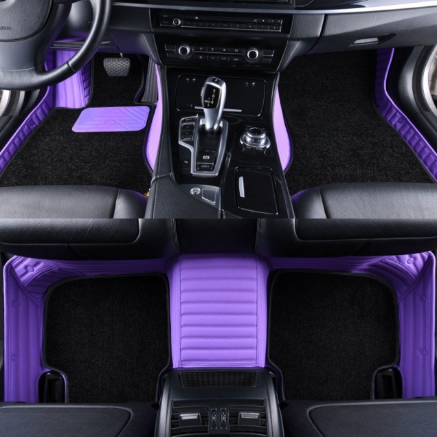 Purple and Black Double Layer Premium Stripe Car Floor Mats Purple and Black Double Layer Premium Stripe Car Floor Mats