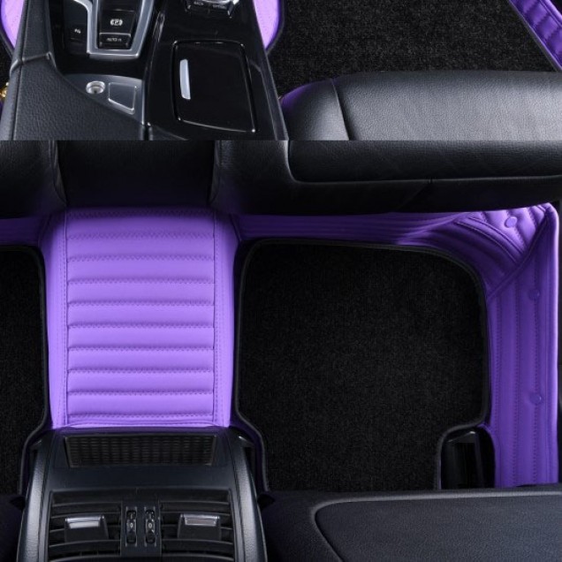 Purple and Black Double Layer Premium Stripe Car Floor Mats Purple and Black Double Layer Premium Stripe Car Floor Mats