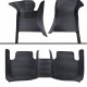 Black Luxury Leather Stripe Car Floor Mats