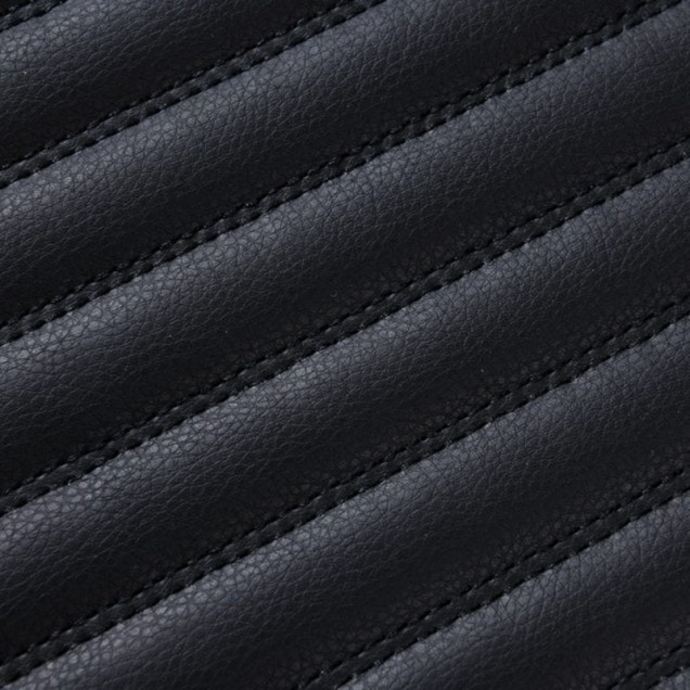 Black Luxury Leather Stripe Car Floor Mats
