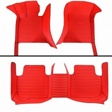 Red Luxury Leather Stripe Car Floor Mats