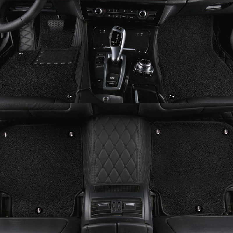 Black and Black Double Layer Premium Diamond Car Mats