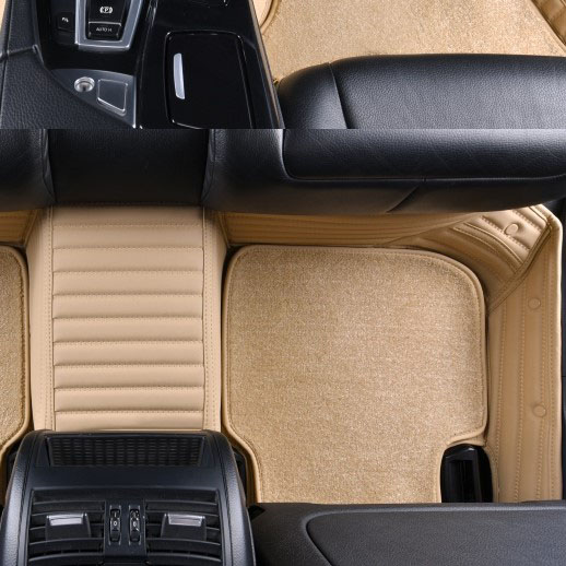 Beige Double Layer Premium Stripe Car Mats