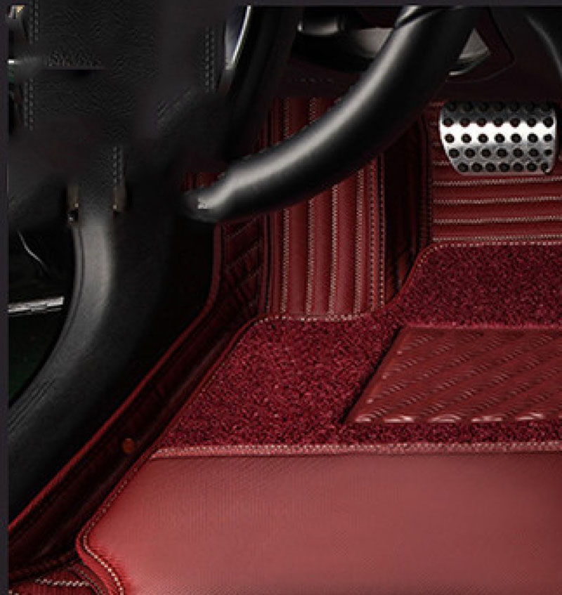 Maroon Double Layer Premium Stripe Car Mats